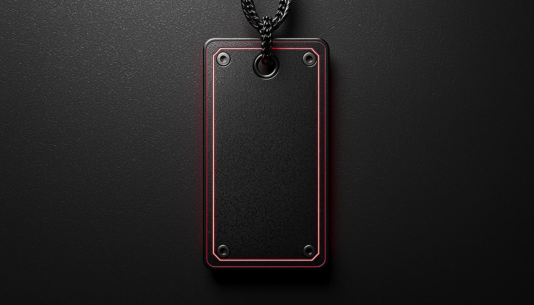 Metallic steel chain hanging in empty space, shiny badge generated by AI photo