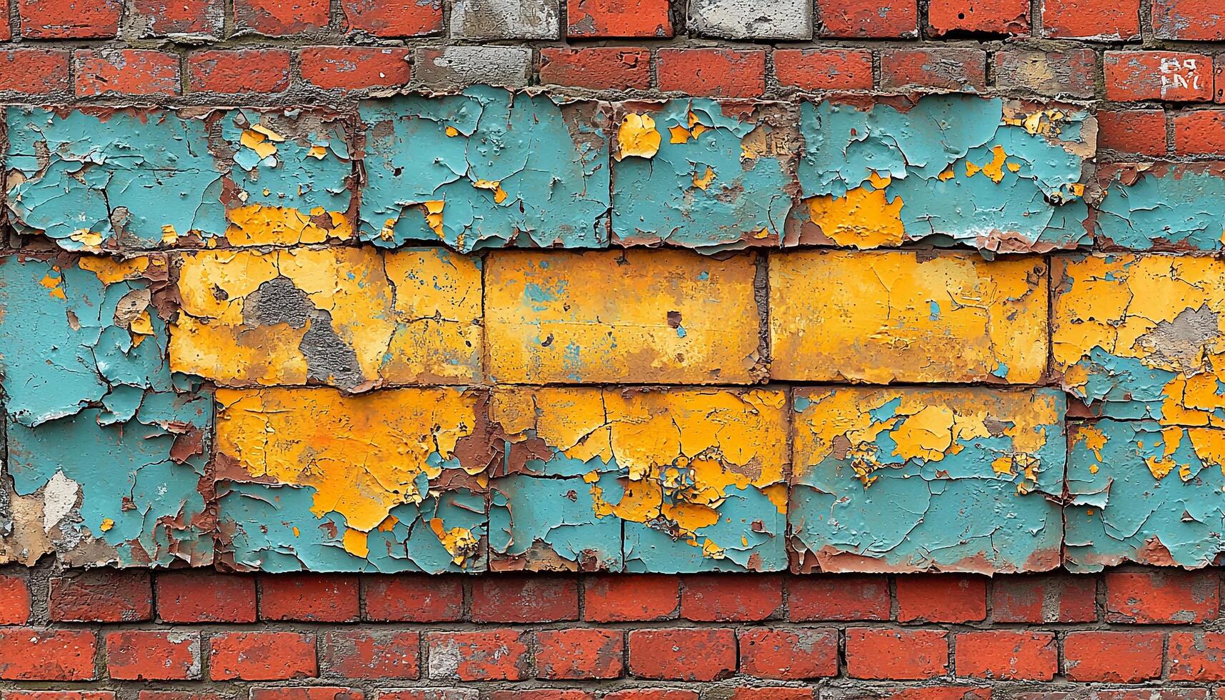 Dirty old wall with rusty brick pattern backdrop generated by AI photo