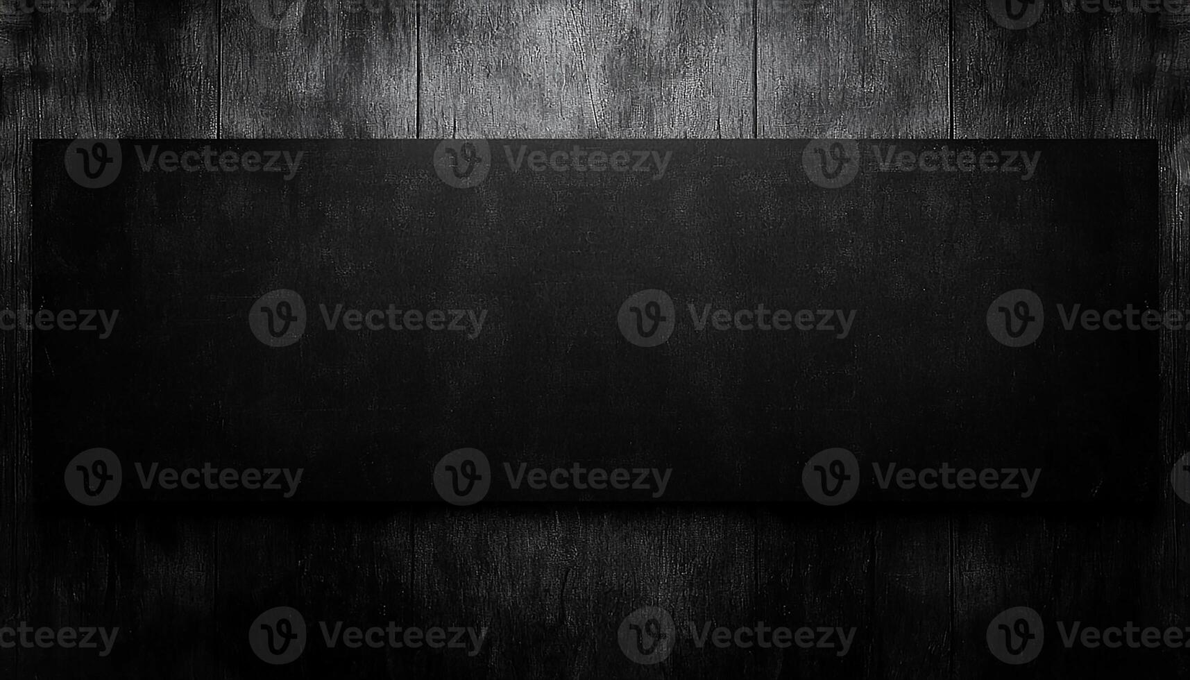 Empty dark grunge board on old wooden frame generated by AI photo