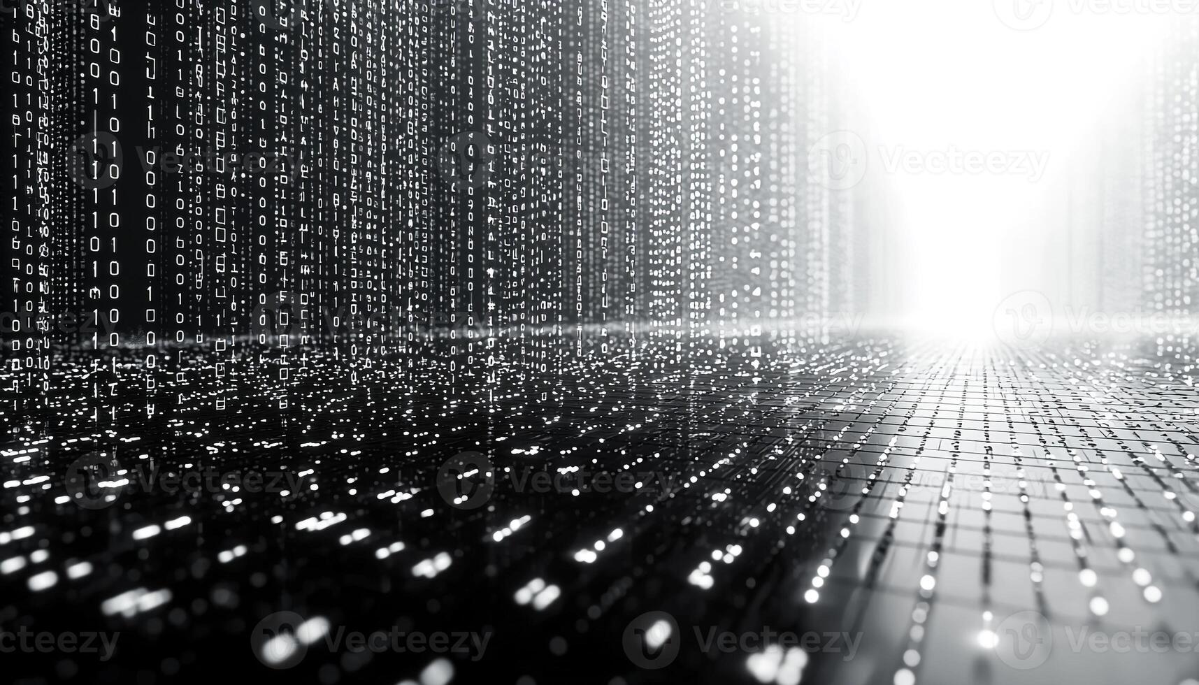 Glowing data pattern in futuristic digital communication space generated by AI photo