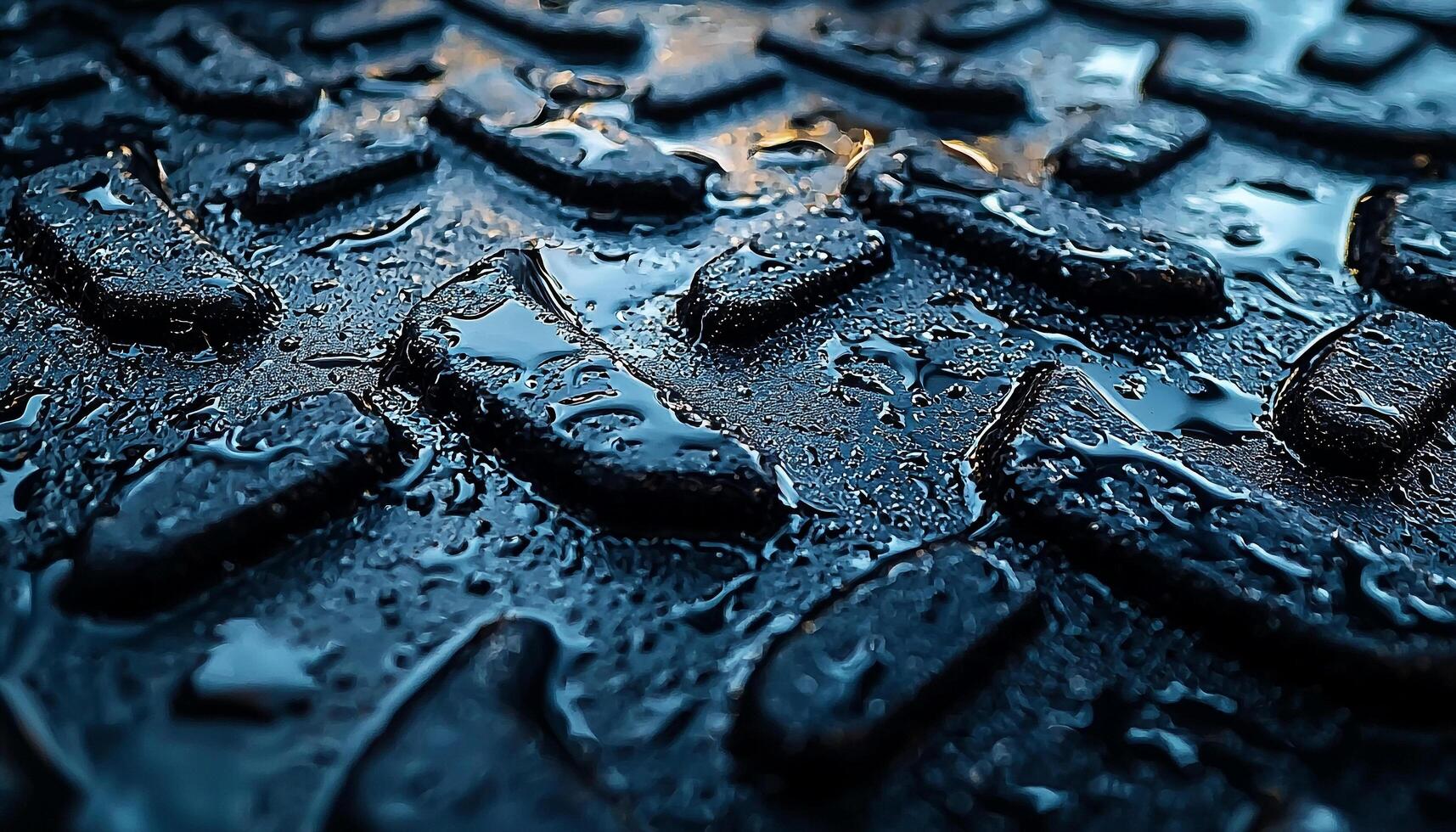 Raindrops on glass create refreshing patterns of nature generated by AI photo