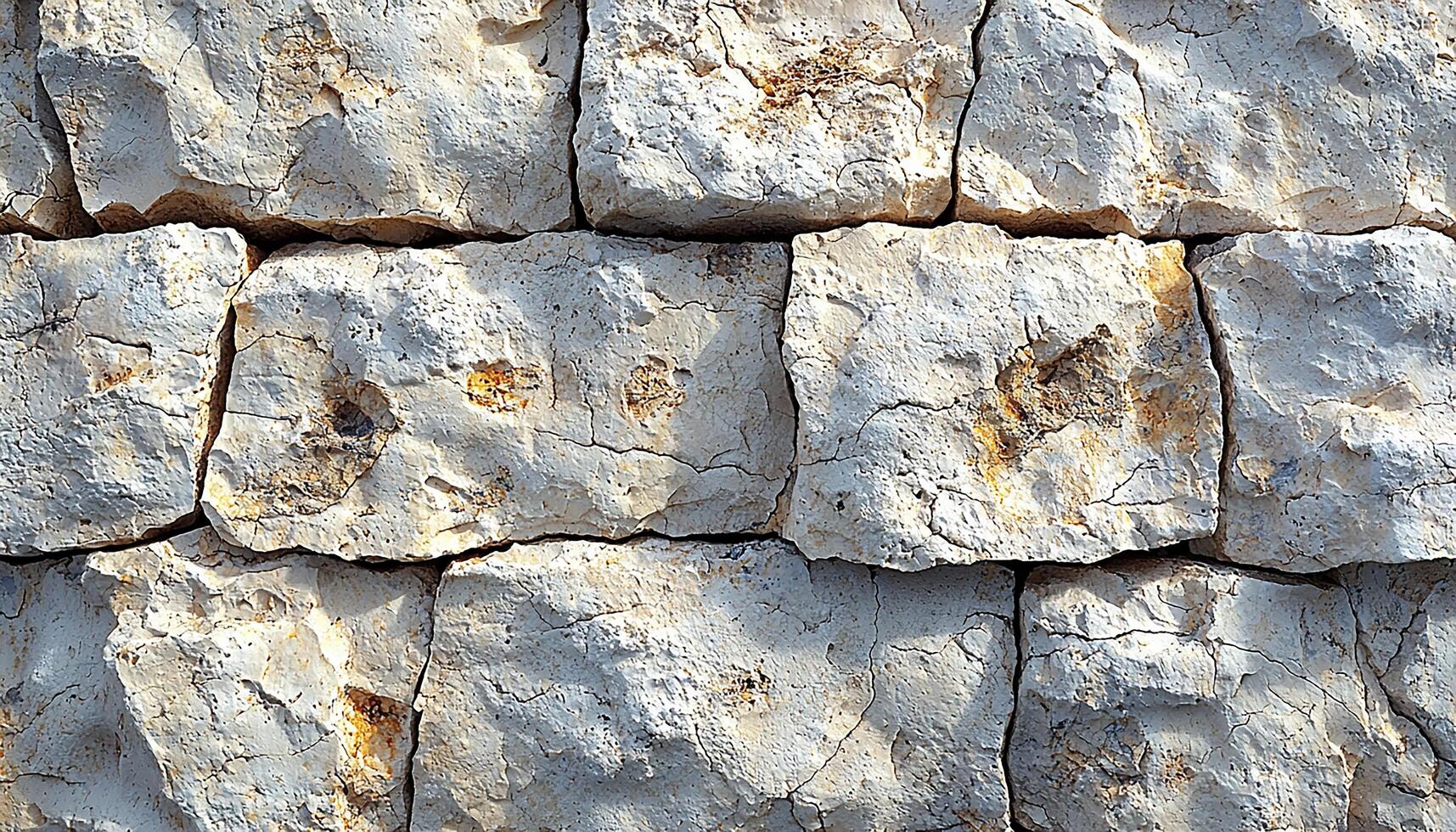 Stone wall built with old, rough, dirty bricks generated by AI photo