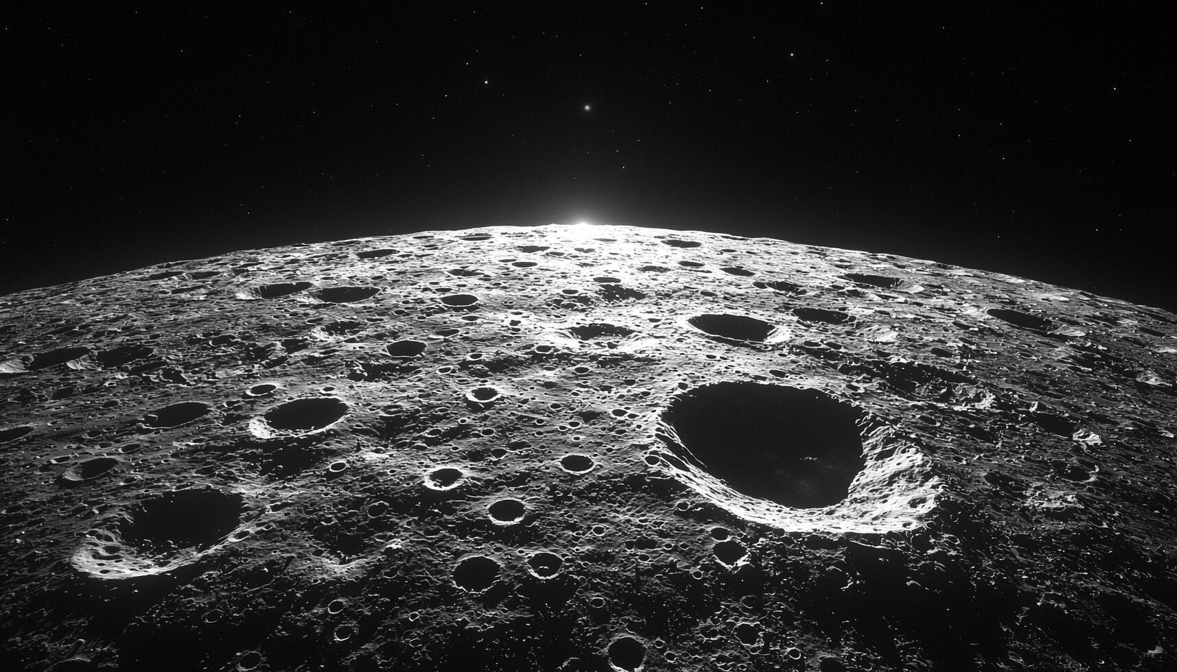 Moonlight illuminates dark night, star circle in sky generated by AI photo