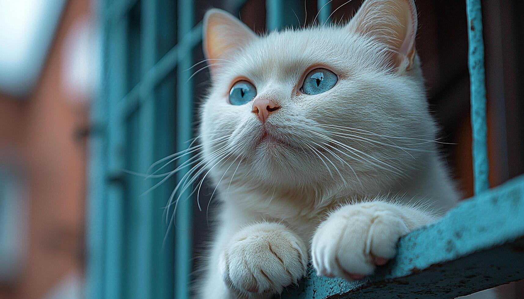 Cute kitten staring at camera, fluffy fur beauty generated by AI photo