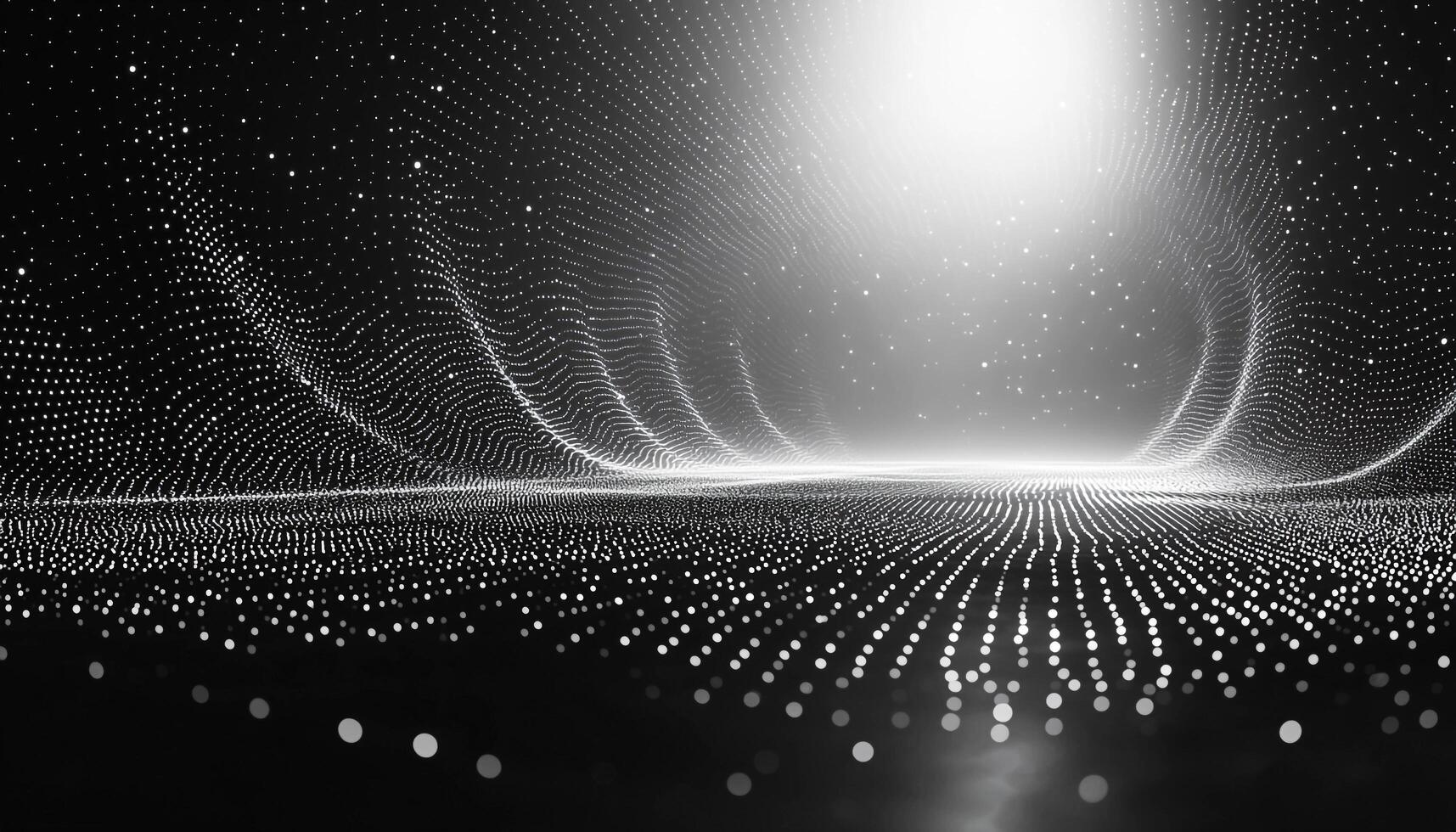 Futuristic technology illustration of glowing geometric shapes at night generated by AI photo