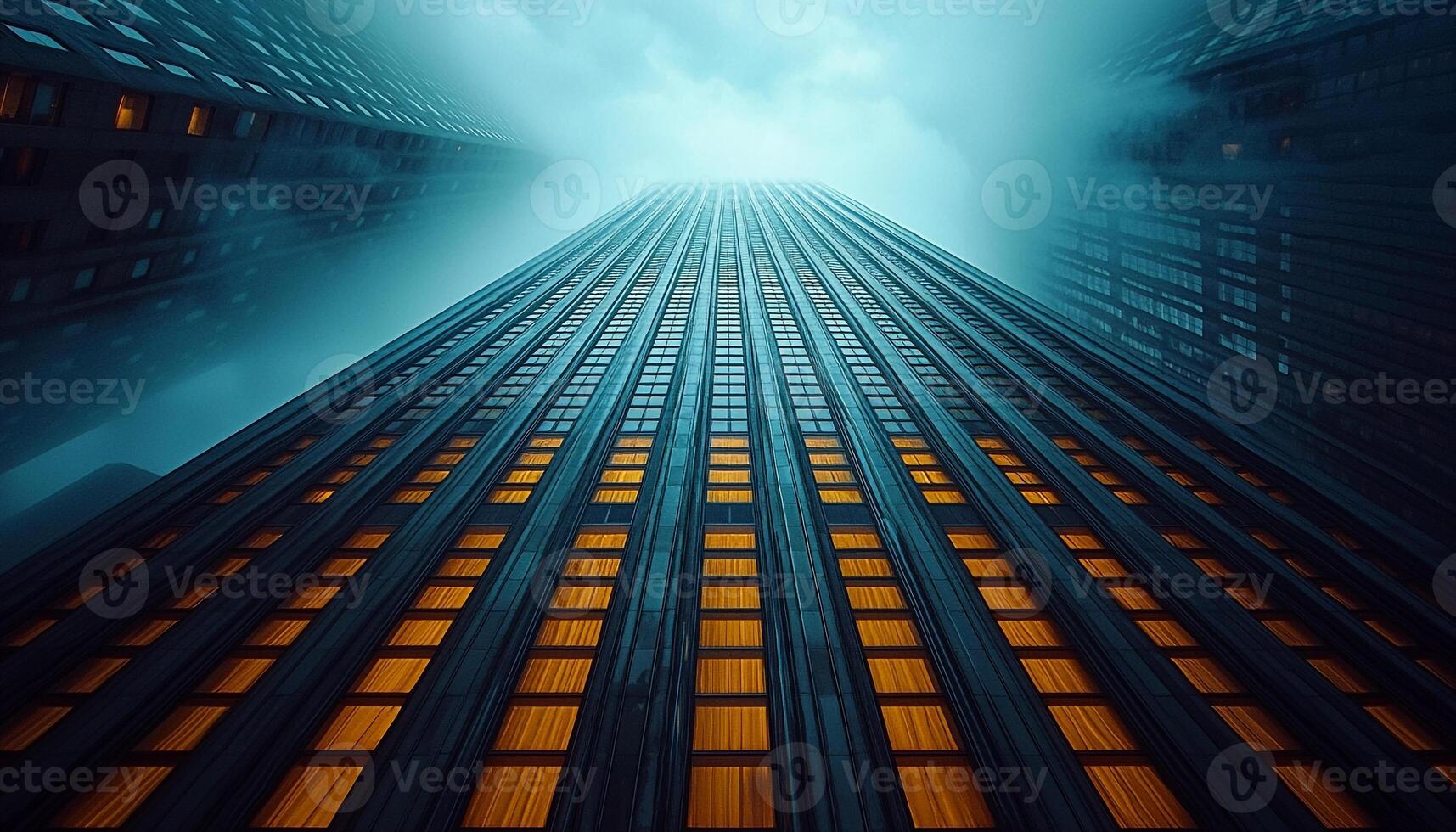 Glowing cityscape, vanishing point, futuristic architecture, modern technology generated by AI photo