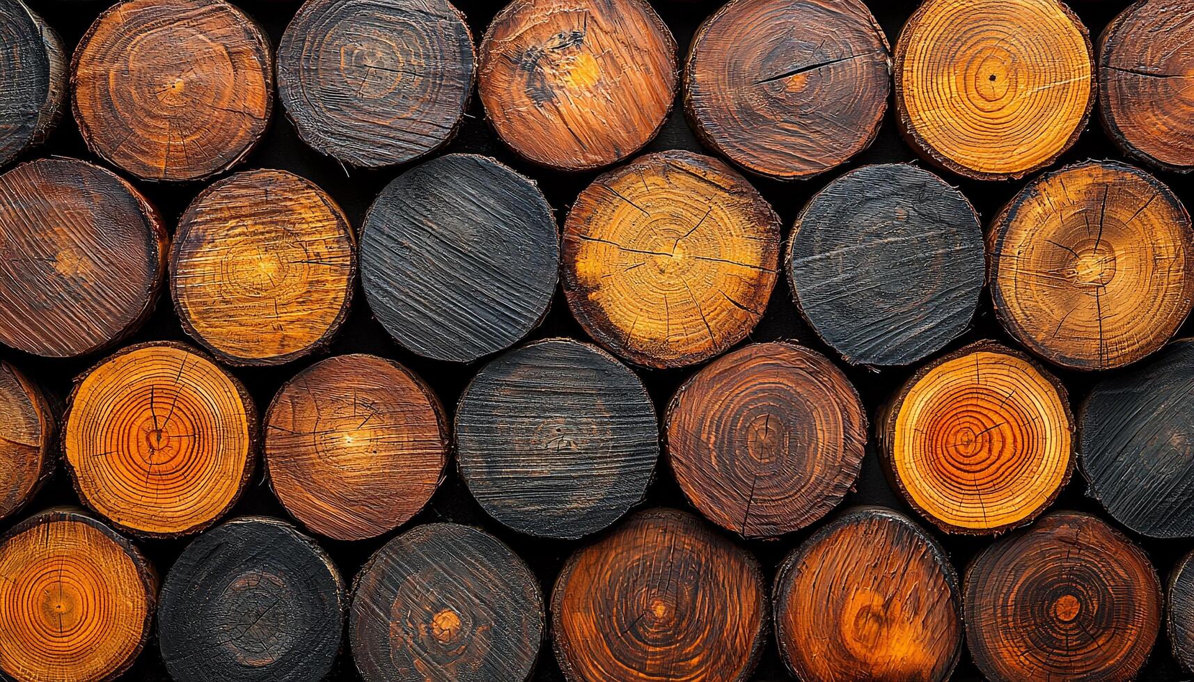 Stack of timber logs in forest for construction industry generated by AI photo