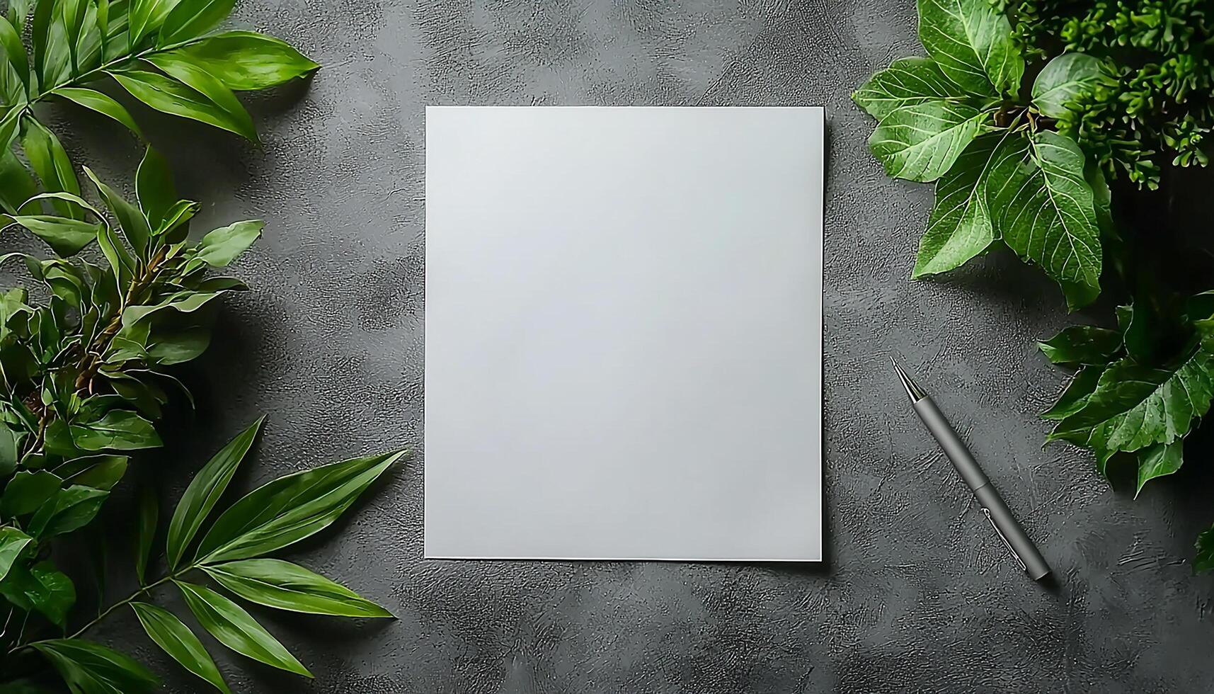 Fresh green leaf on wooden office desk indoors generated by AI photo