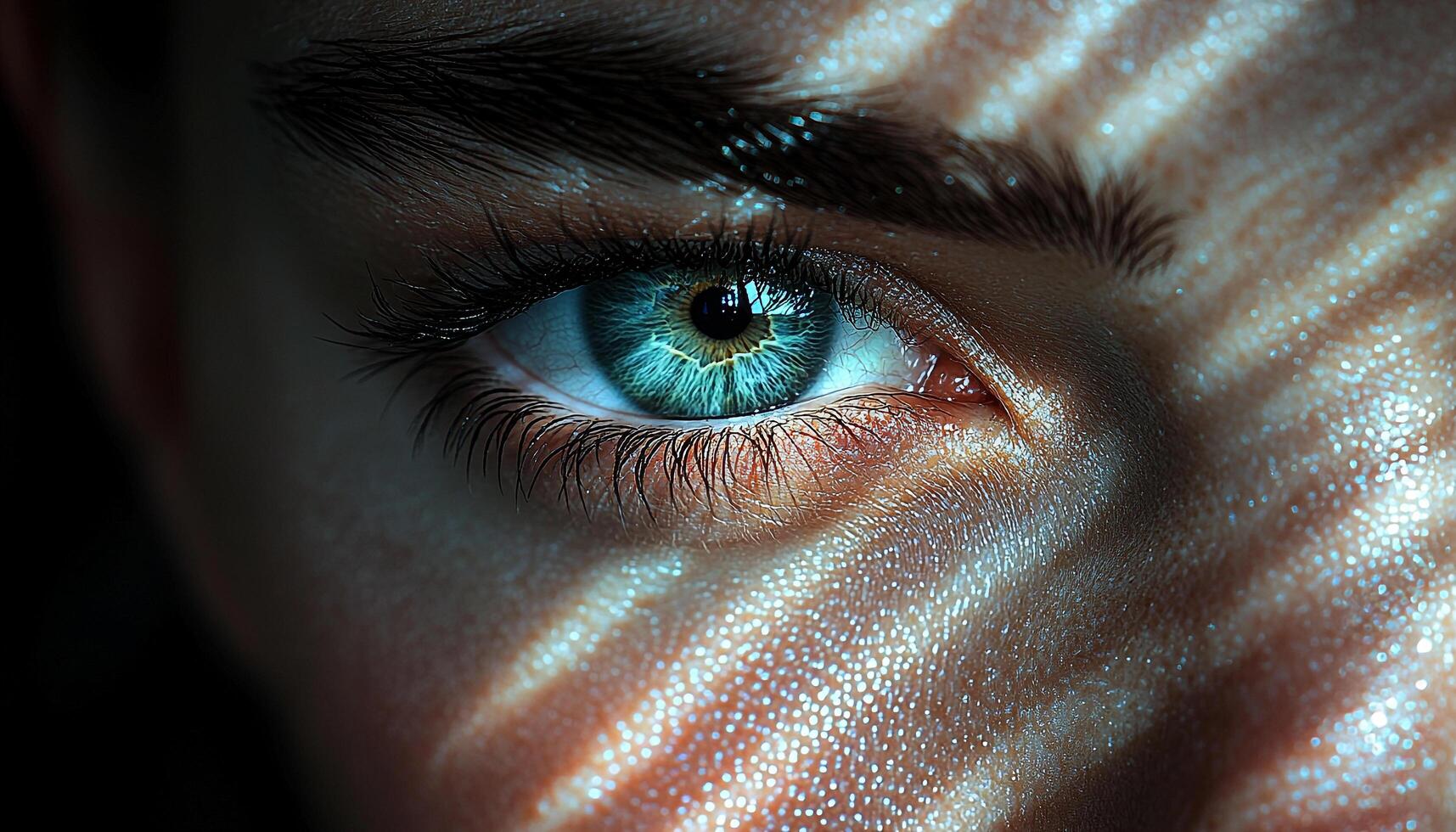 Beautiful caucasian woman staring into camera with brown eyes generated by AI photo