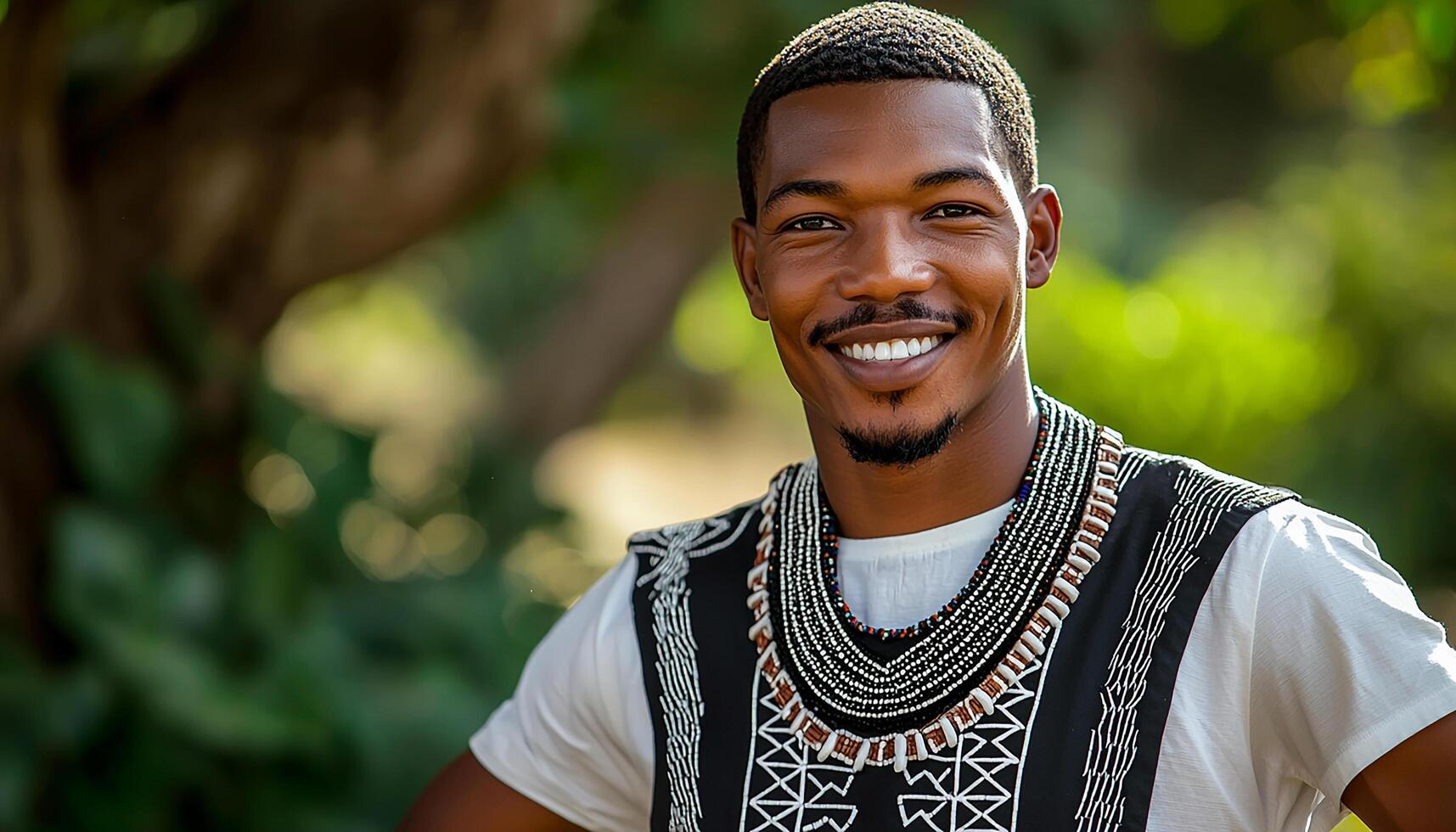 Smiling men looking at camera, portrait of happiness generated by AI photo