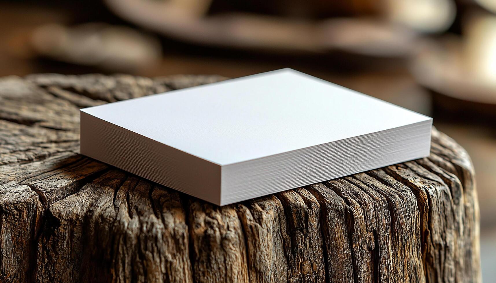 Stack of paper on wooden table in library generated by AI photo