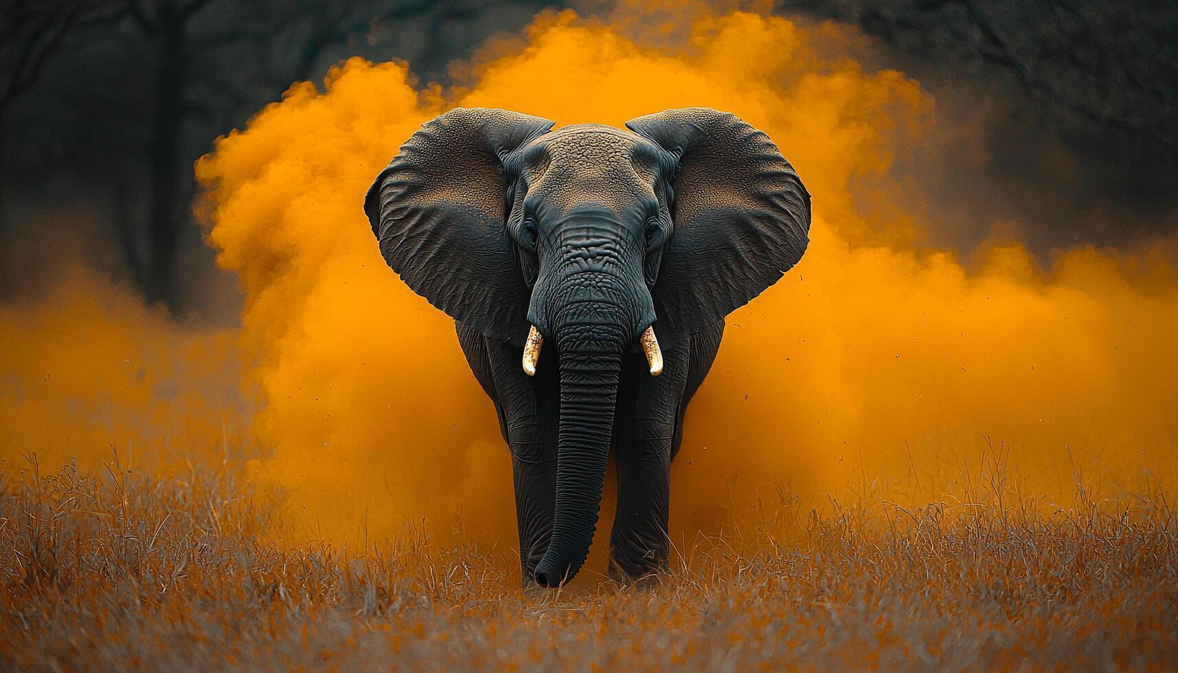 Elephant walking in the African savannah at sunset generated by AI photo