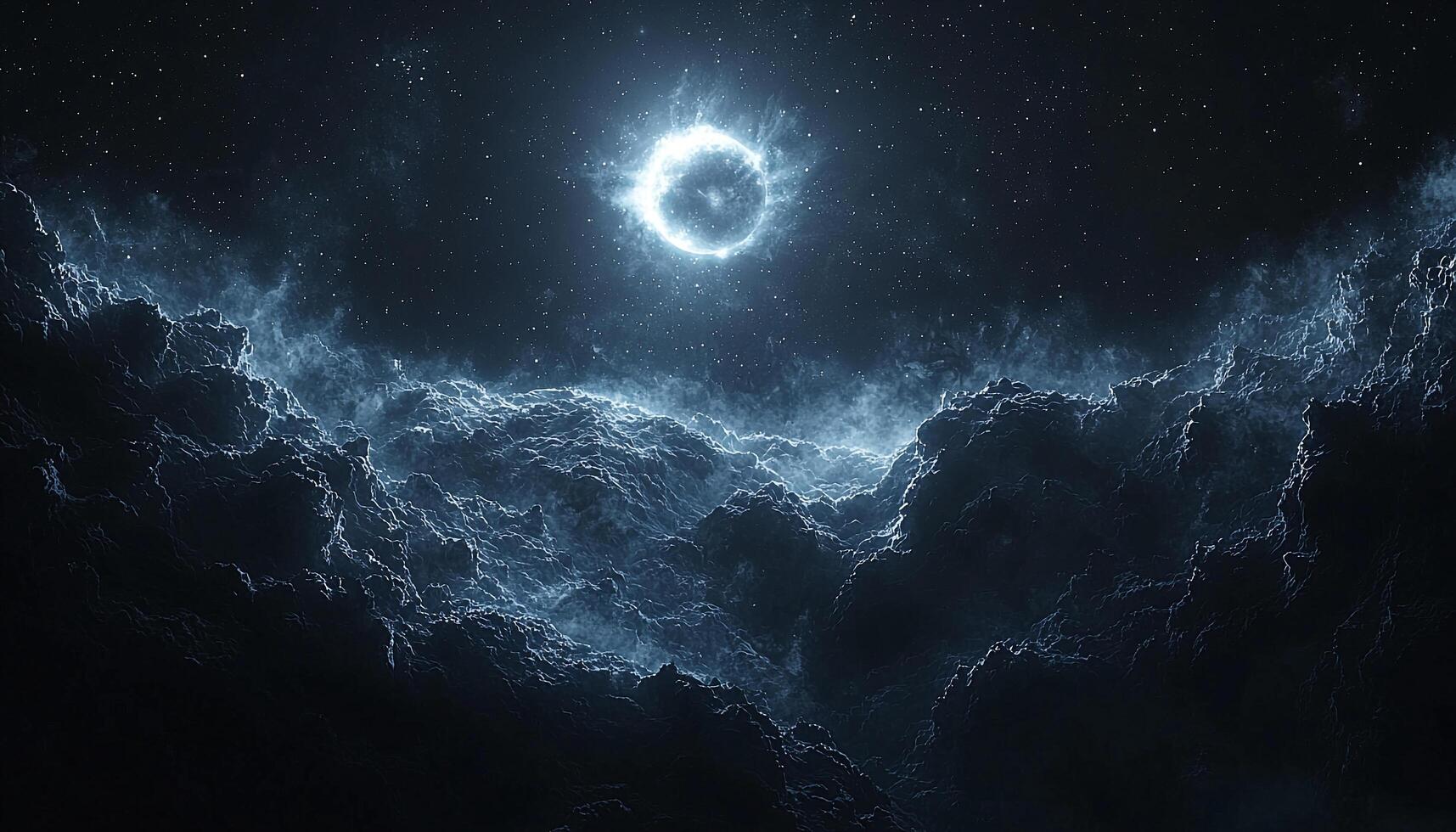 Glowing star field in dark night sky mystery generated by AI photo