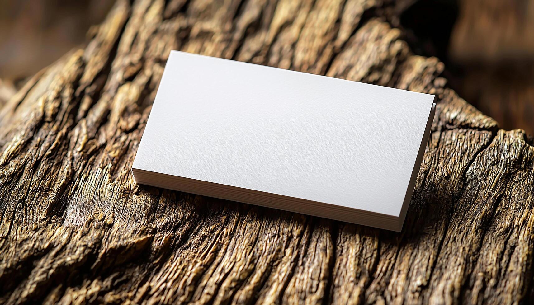 Wooden business card stack on empty table surface generated by AI photo