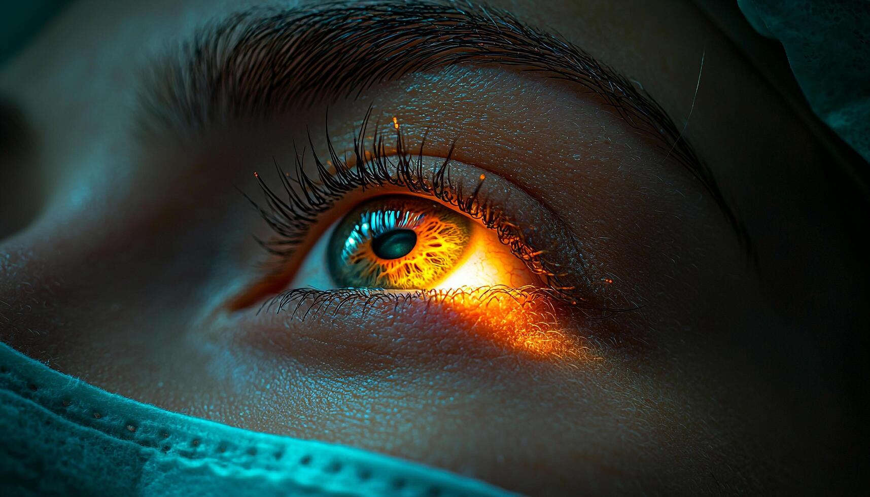 Beautiful woman with dark eyes staring sensually generated by AI photo