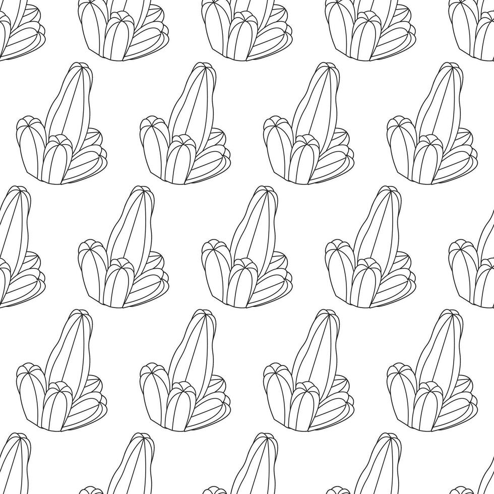 Big cactus with four branches in doodle style. Simple seamless pattern. illustration. vector