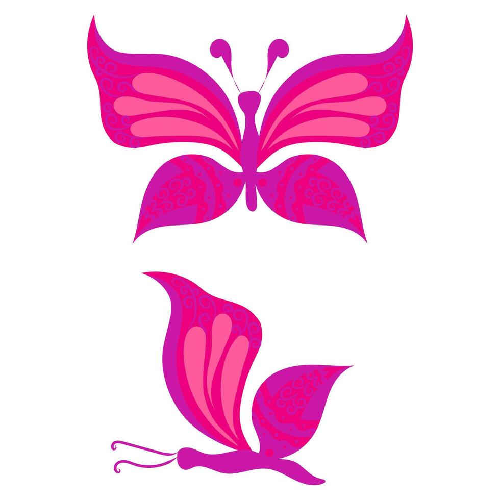 Crimson butterfly with pink drops on its wings. vector