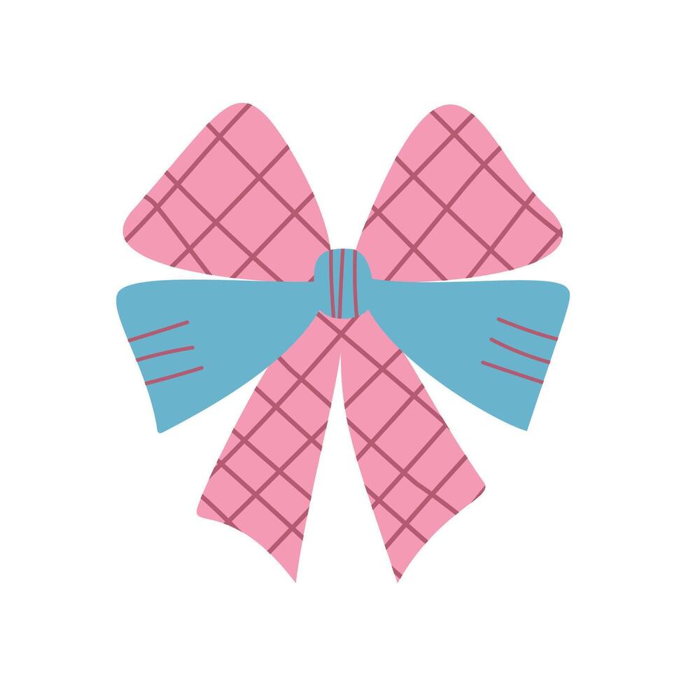 A checkered vintage bow or ribbon in a flat style vector