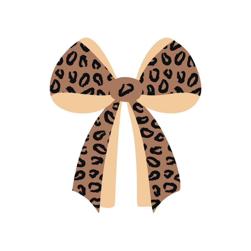 A cheetah textured vintage bow or ribbon in a flat style vector