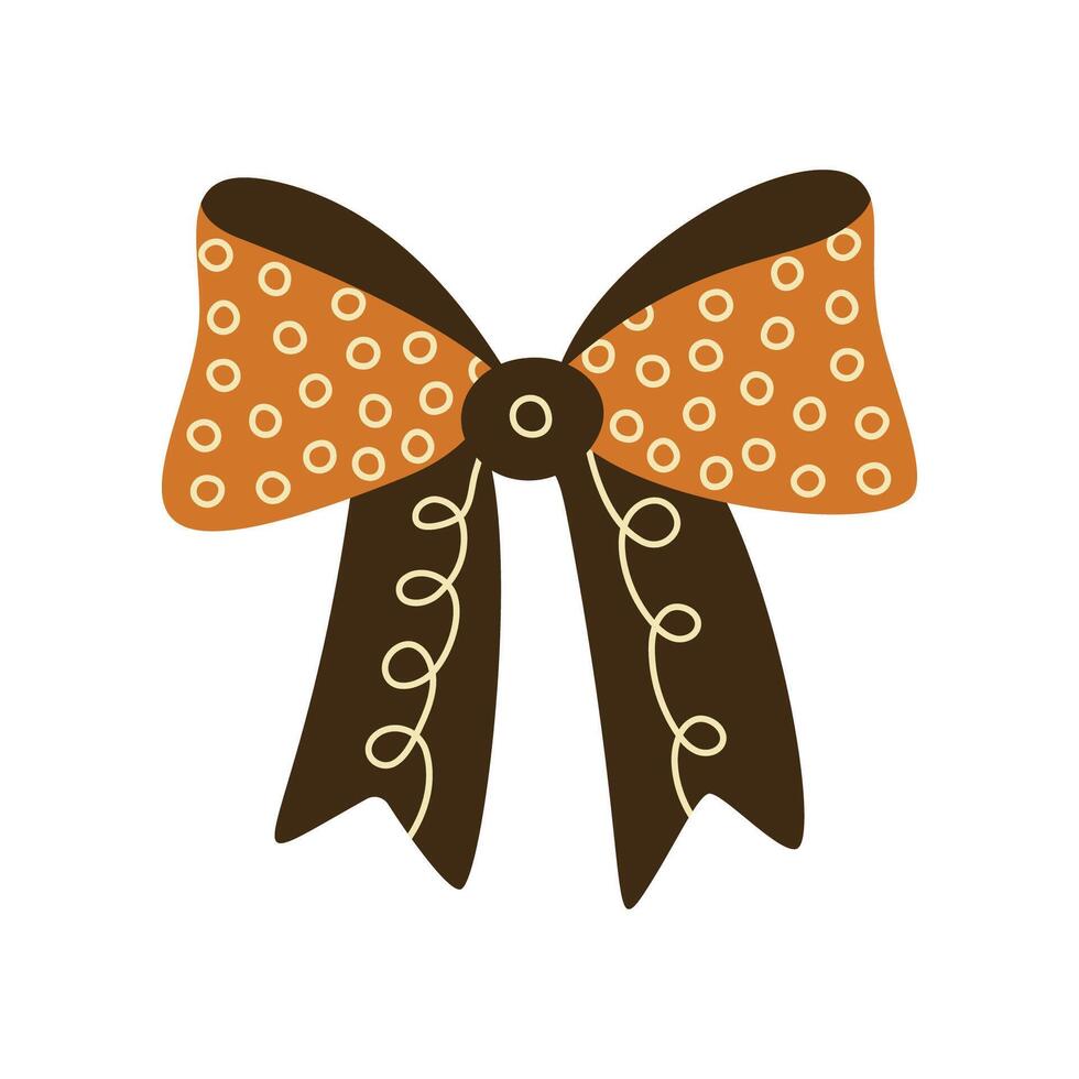 A brown textured vintage bow or ribbon in a flat style vector