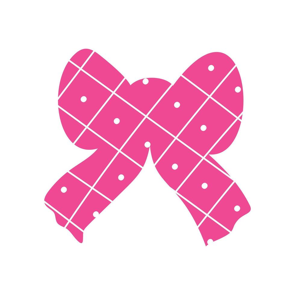 A pink retro bow or ribbon in a flat style vector