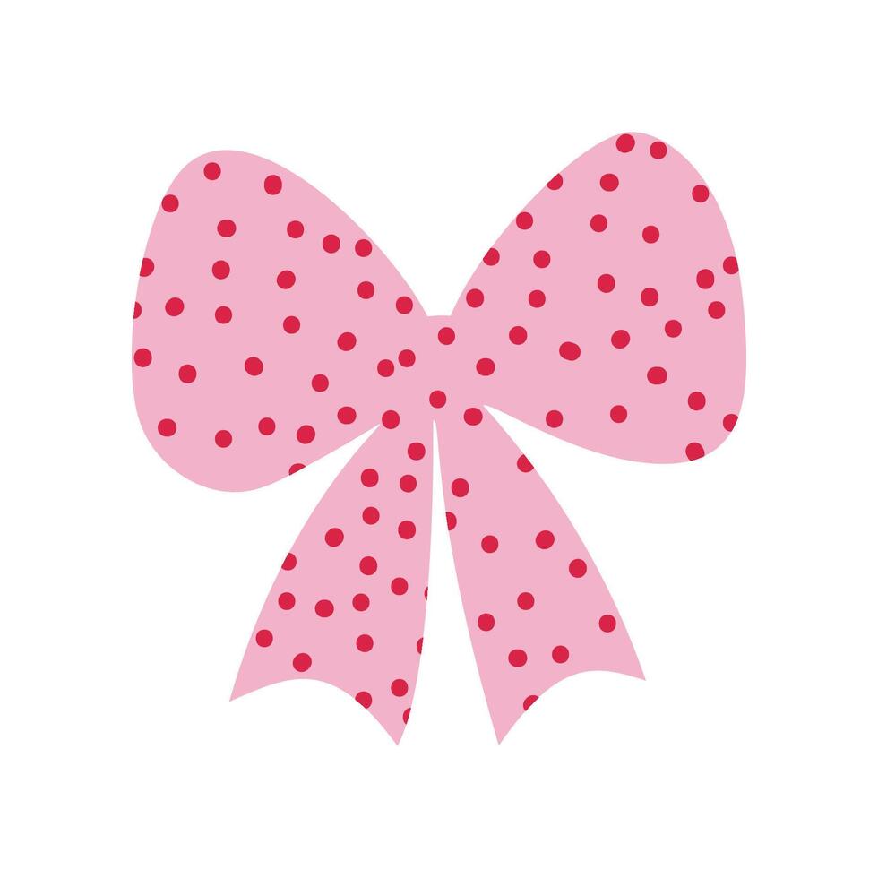 A polka dot textured retro bow or ribbon in a flat style vector