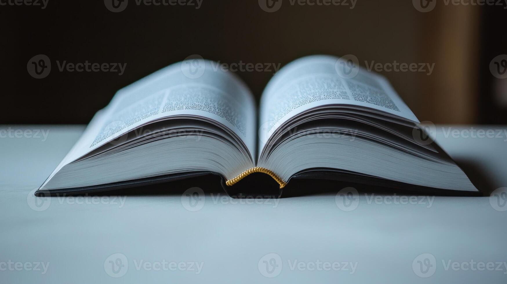 The book lies open on a table, beckoning readers to delve into its captivating content photo