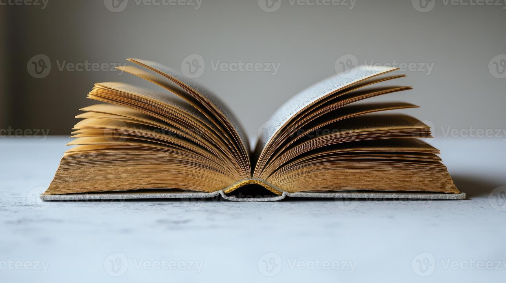 An intriguing book lies open, showcasing its yellowed pages and inviting stories within photo