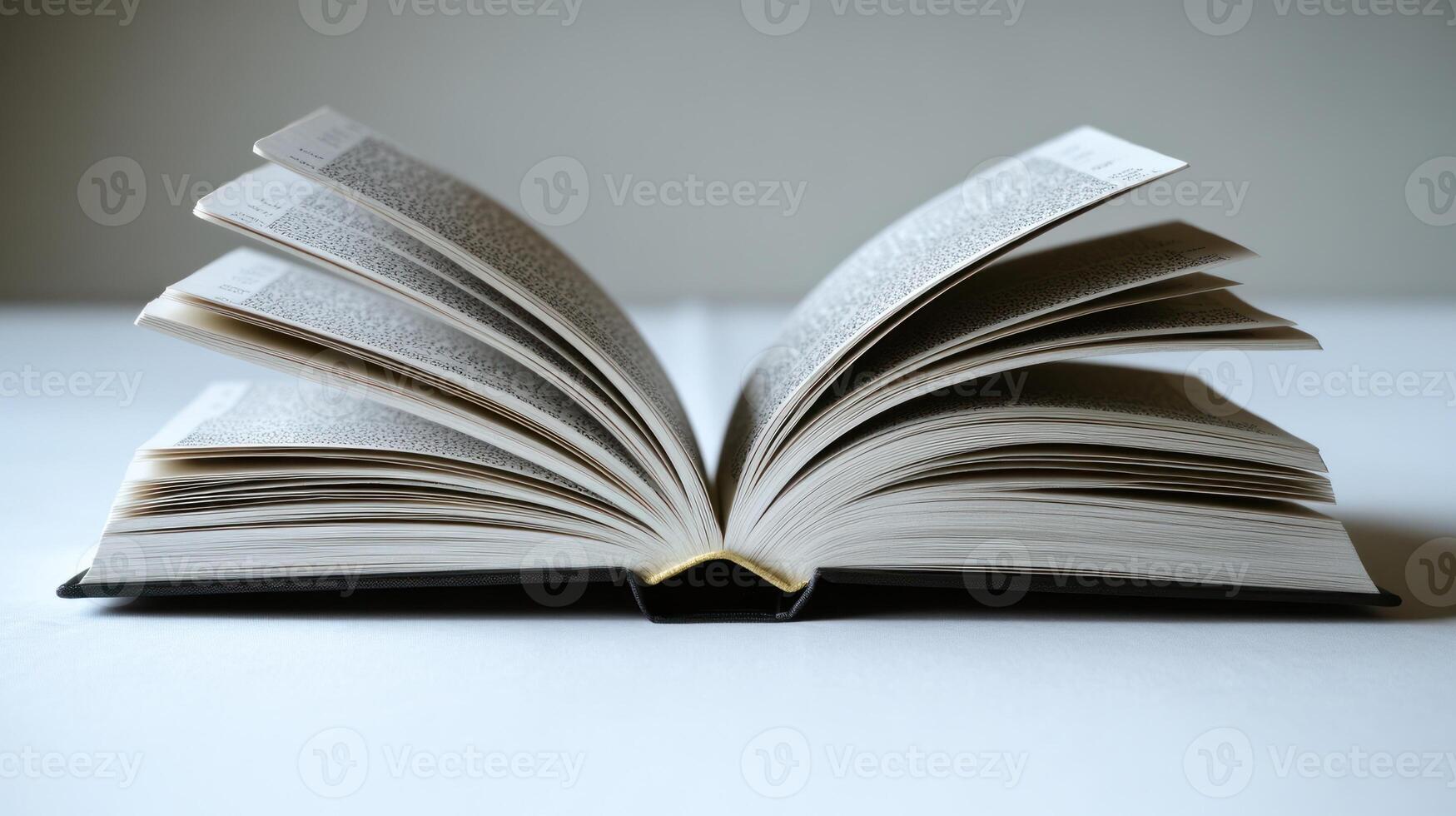 A well-worn book lies open, its pages fanned out, inviting readers to dive into its world photo