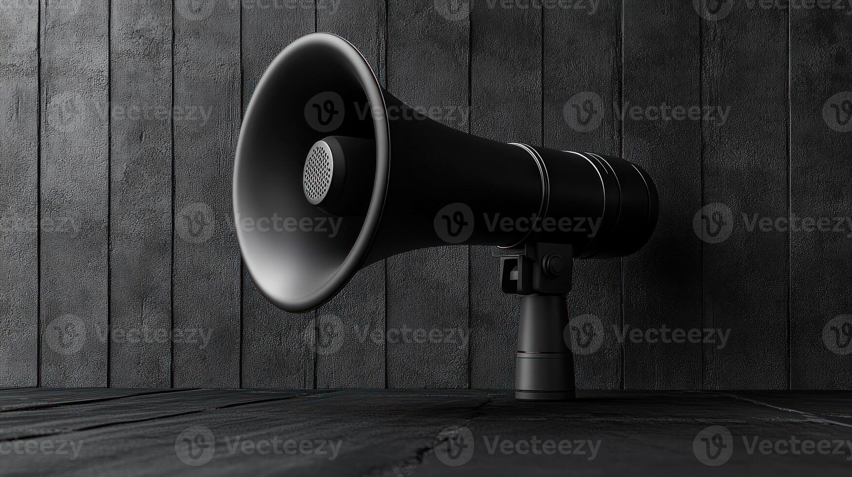 The megaphone conveys a message in a quiet, atmospheric space photo