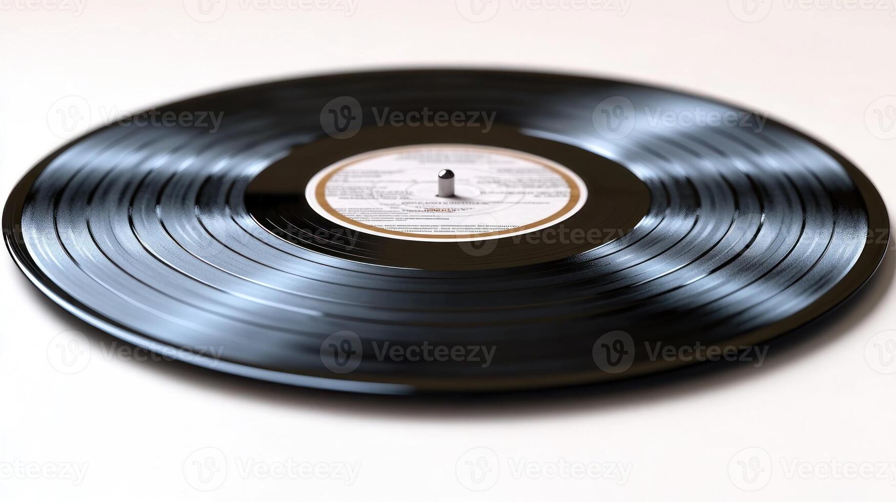 An elegant vinyl record rests on a turntable, inviting moments of musical nostalgia photo