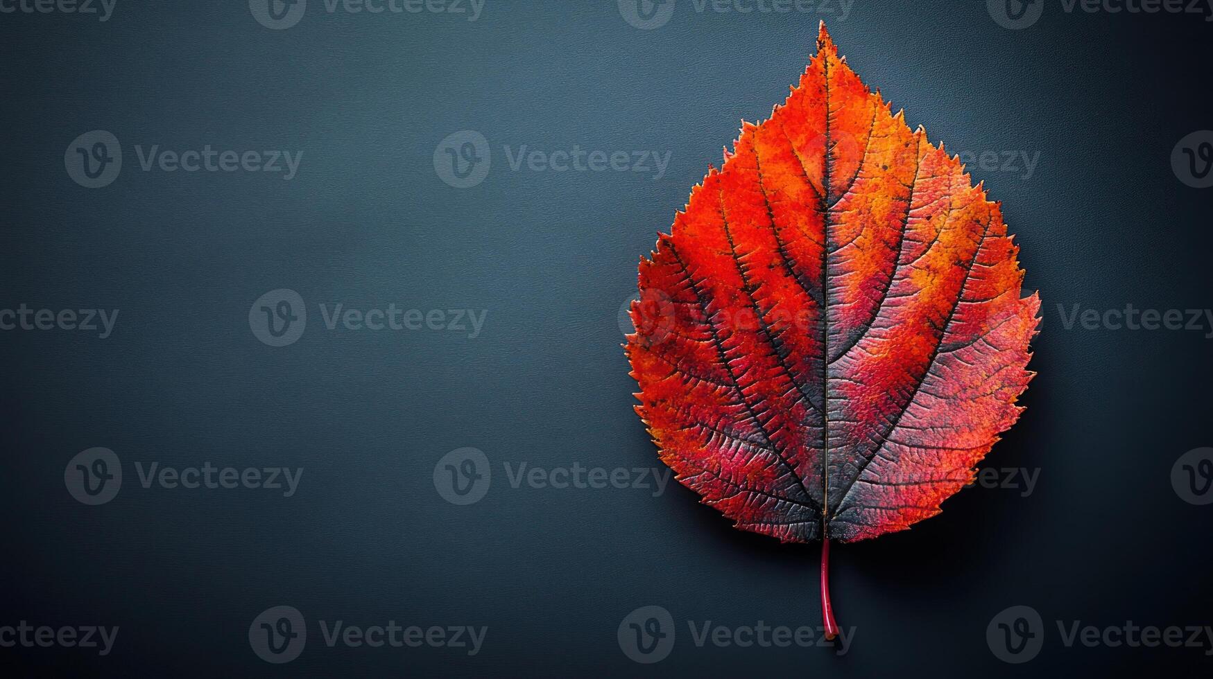 A red leaf rests against a dark background, capturing autumn's essence photo