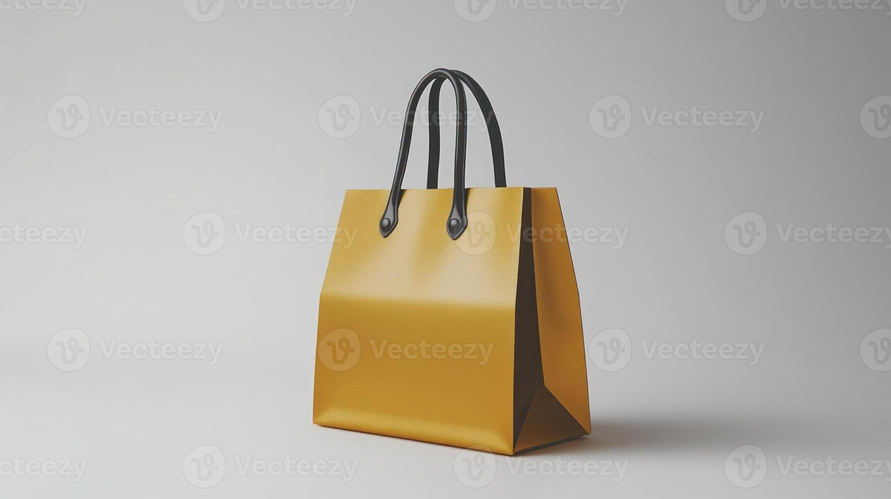 A vibrant yellow bag with sleek black handles stands out against a simple backdrop photo