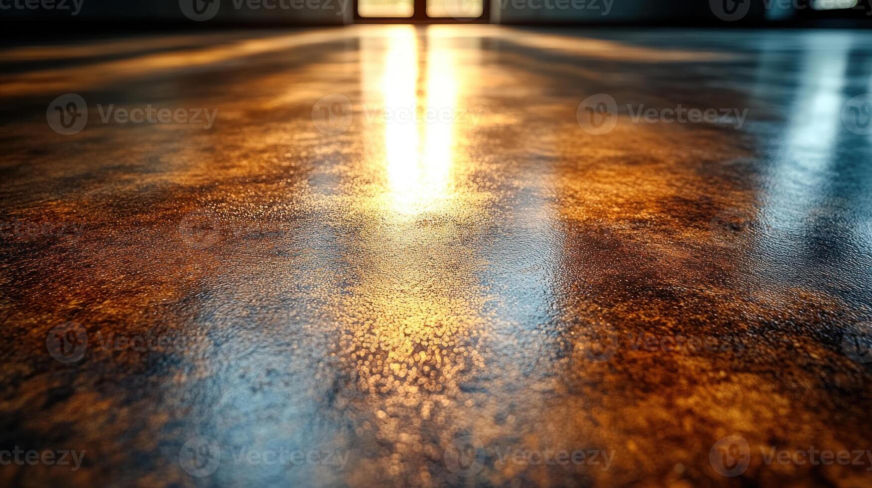 Sunlight shines on polished concrete, creating a tranquil atmosphere photo