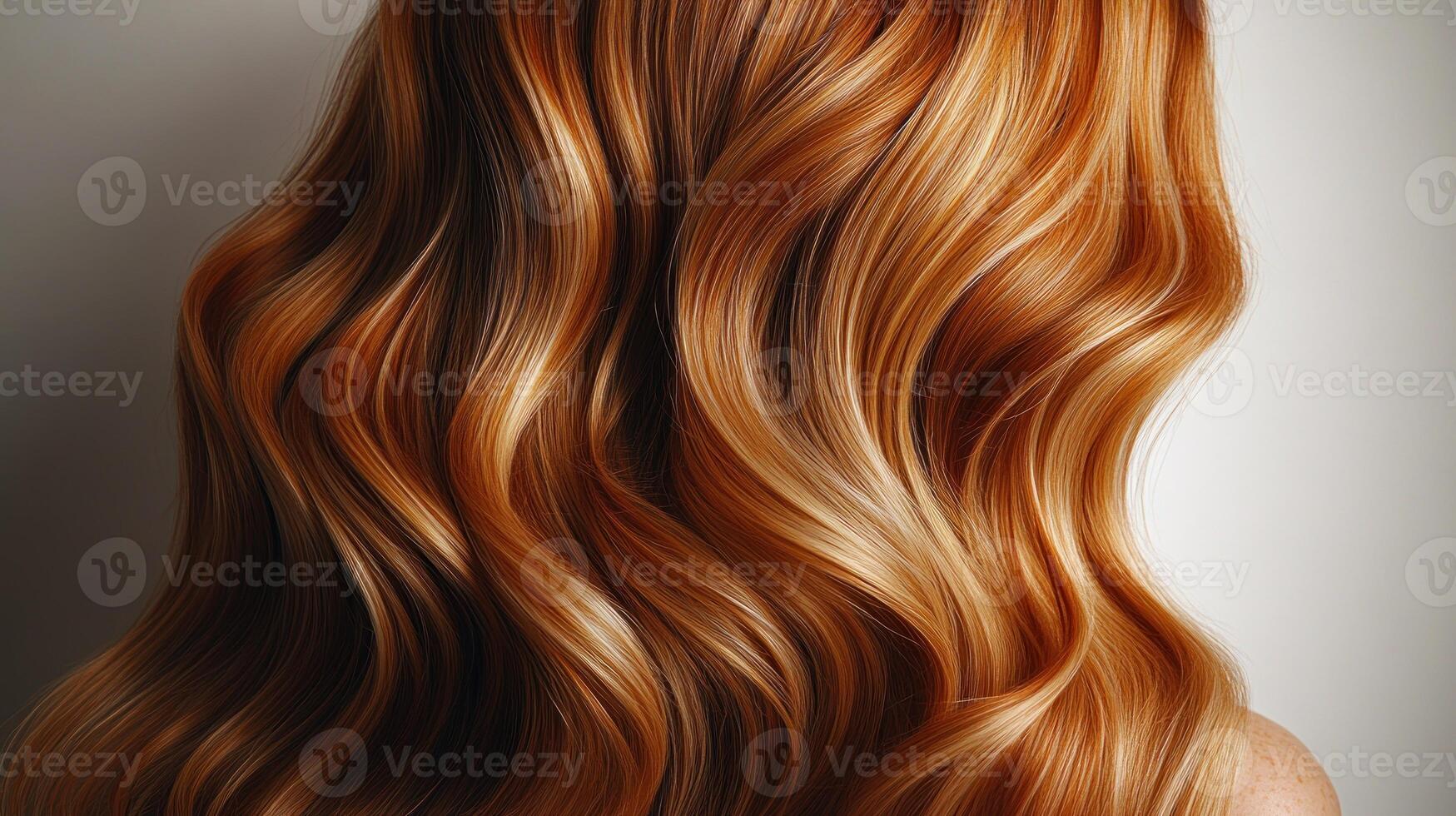 Thick, shiny locks glow with warm hues, showcasing stunning texture and color photo