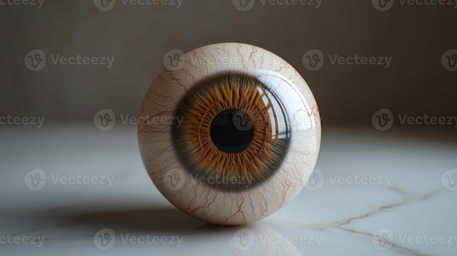 An artificial eye reflects stunning craftsmanship and intricate color variations photo