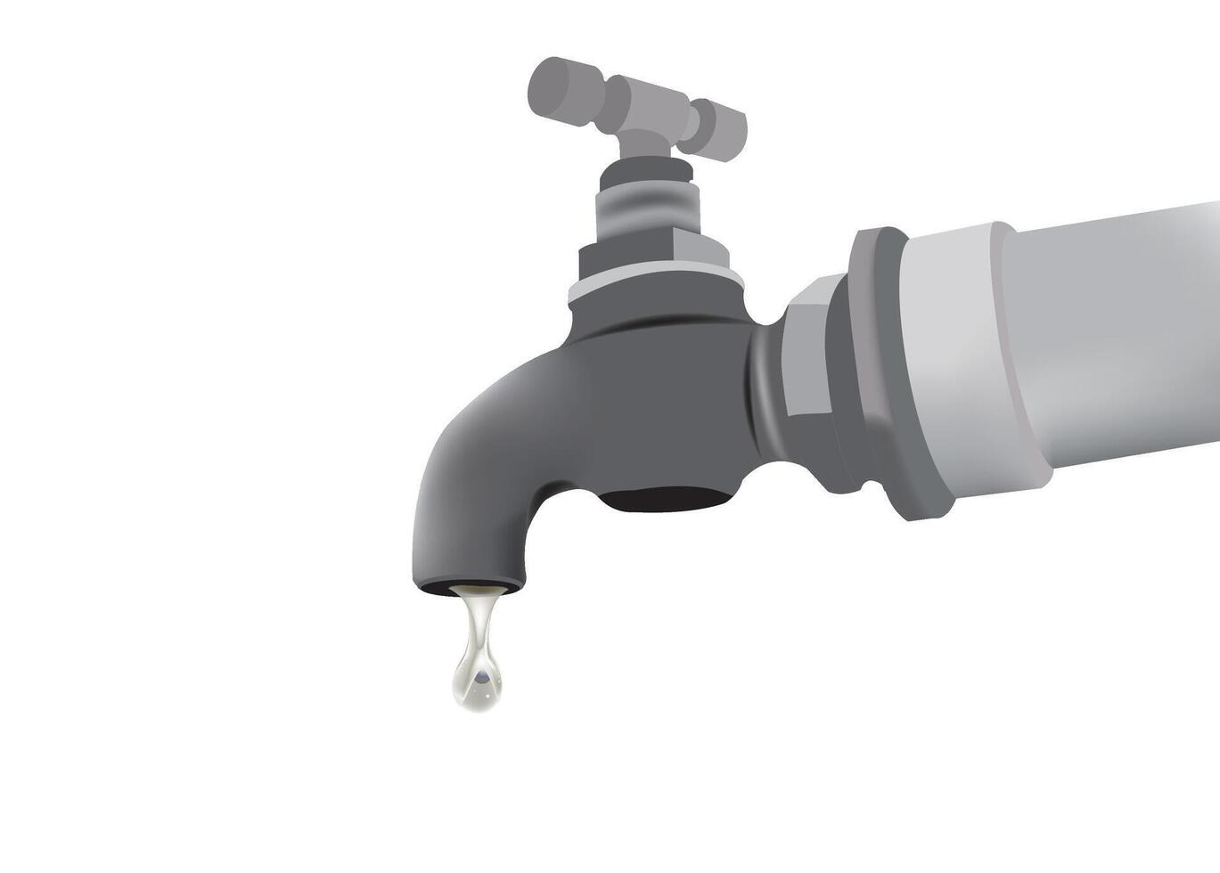 A water faucet with a dripping water stream vector