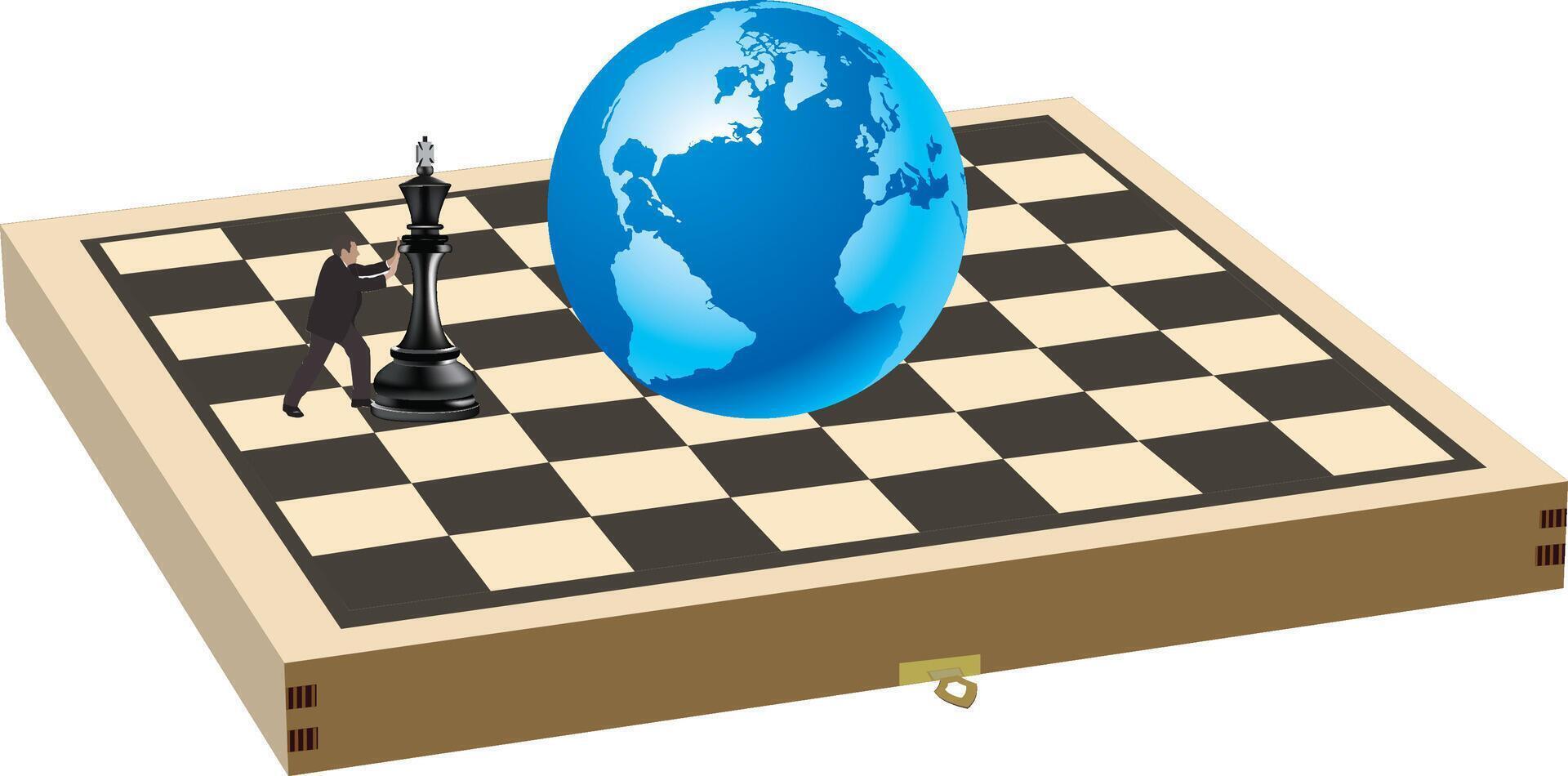 A chess board with a globe on it vector