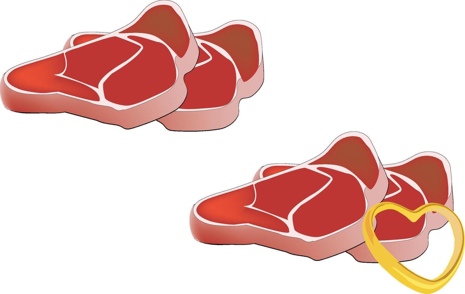 Two steaks representing a couple choosing between love or not love vector