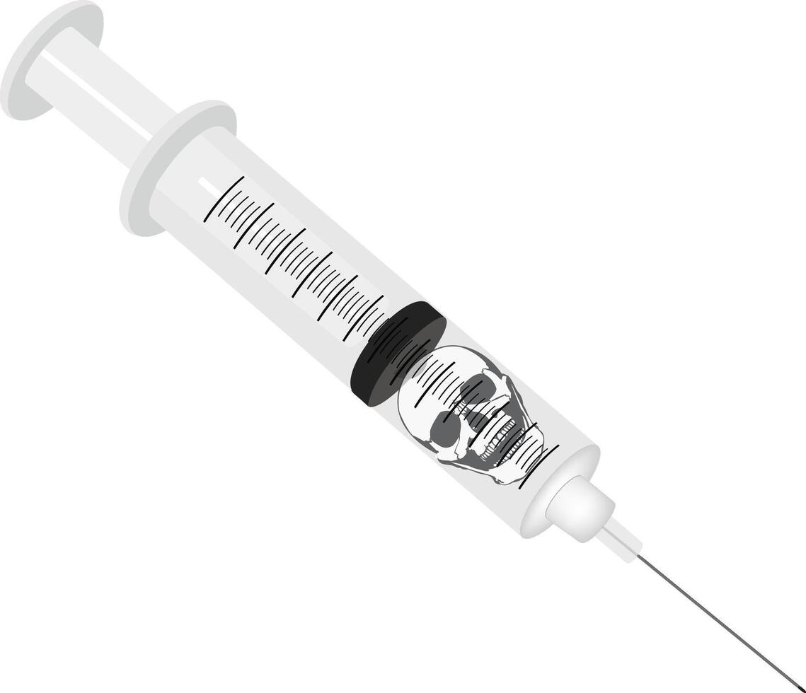 An injection with a skull on it vector