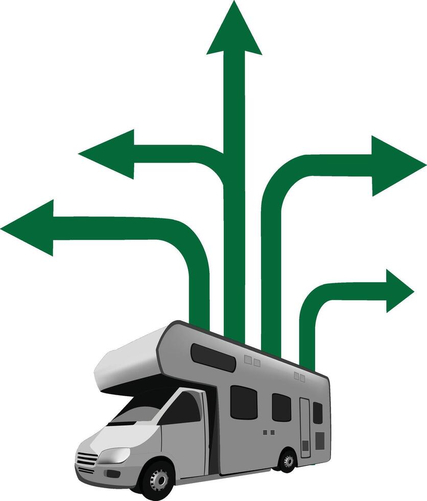 A rv with arrows pointing to it vector
