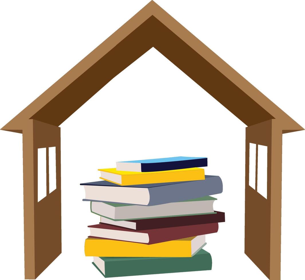 A house with books and a door vector