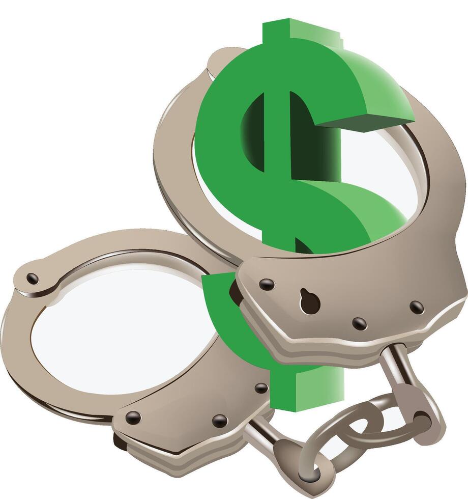 Handcuffs and dollar sign vector