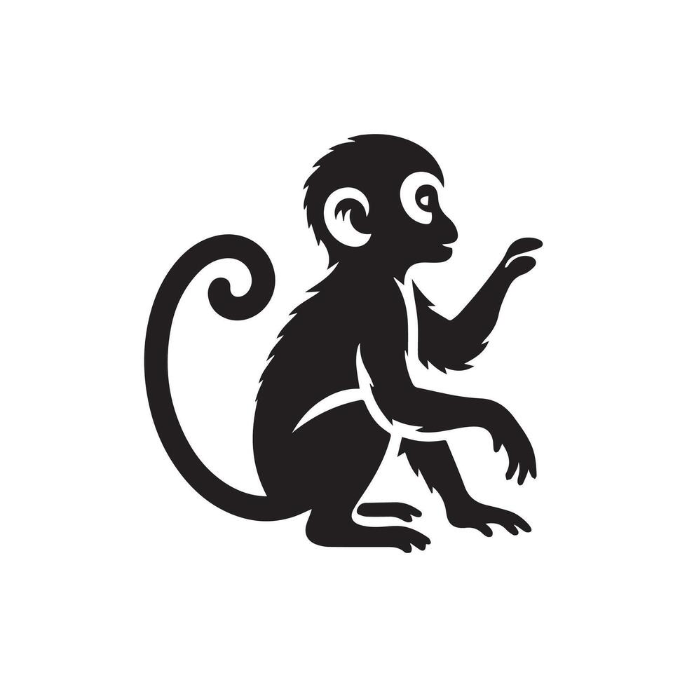 Creative simple monkey silhouette Style with white background vector