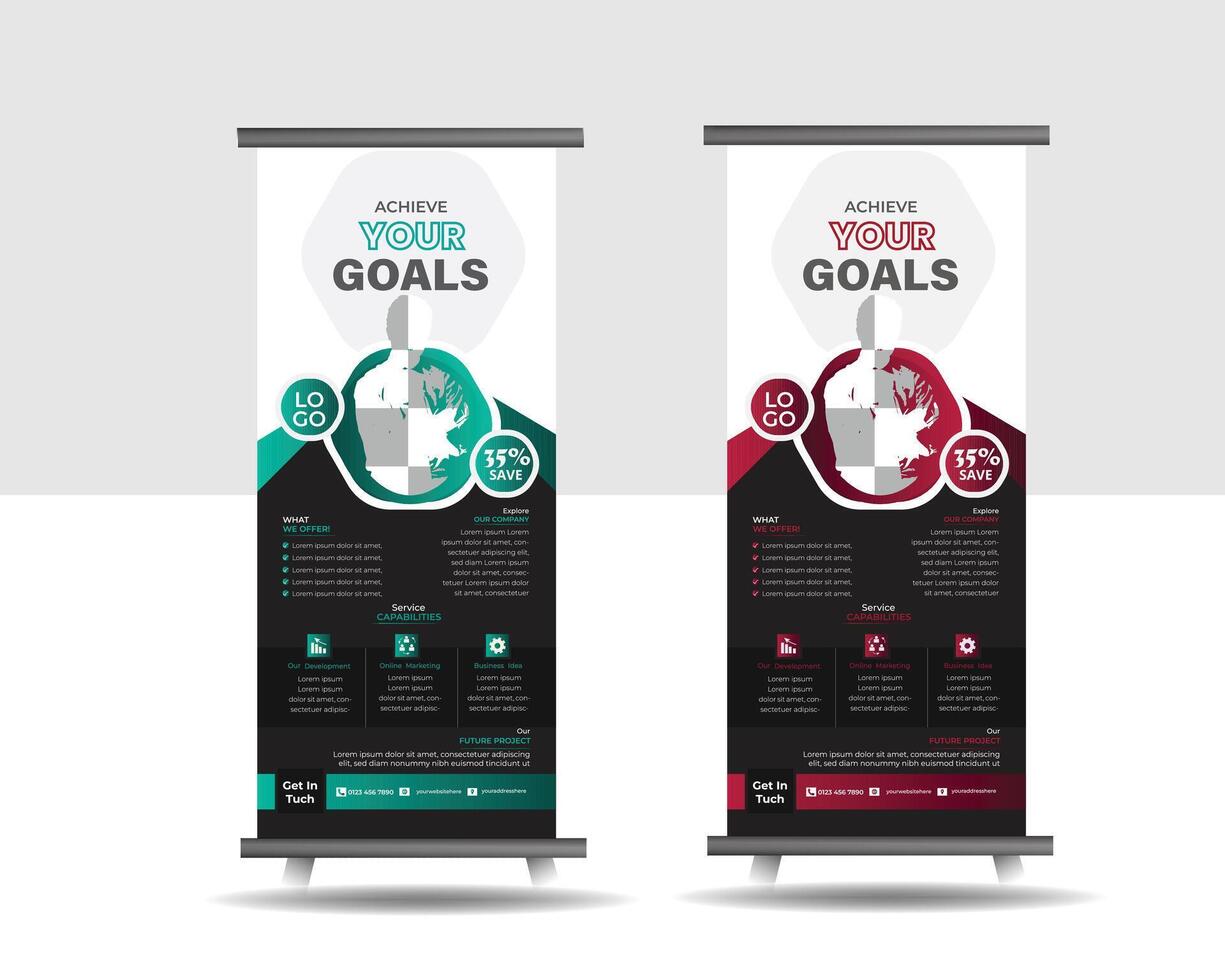 Corporate Modern Business Roll up template design.marketing, business proposal, advertise template. vector