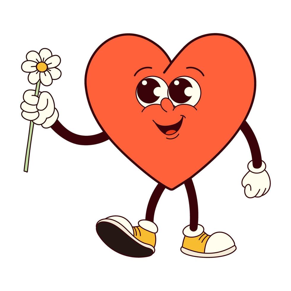 Heartfelt Groove Daisy Delight in a Funky Character vector