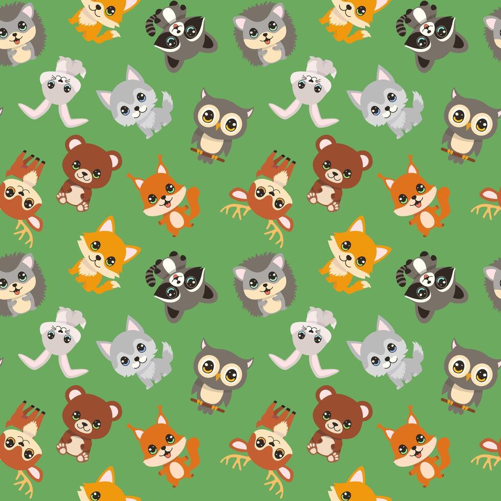 Seamless pattern with cute wild animals vector