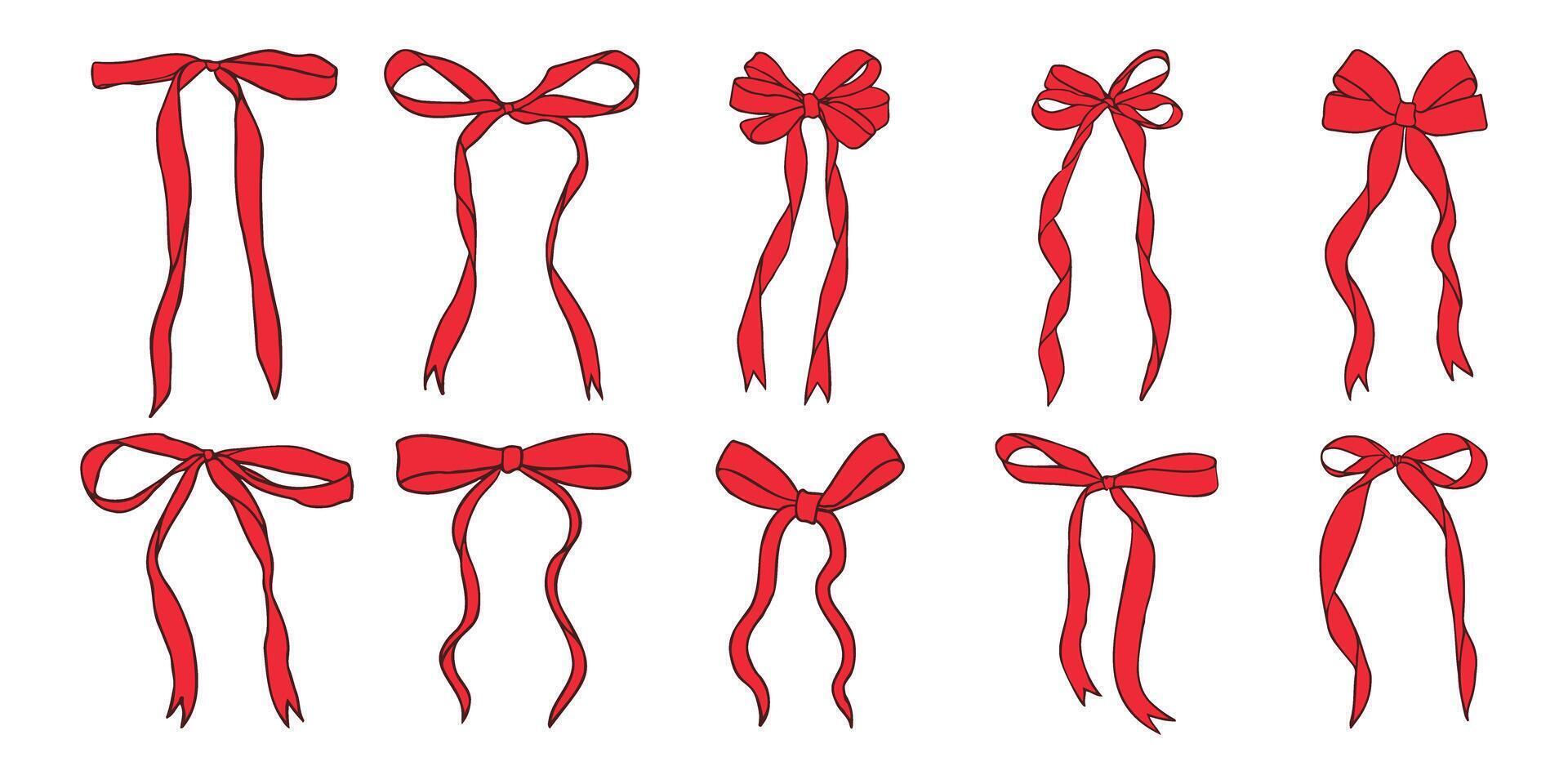 A row of pink bows are shown in various positions vector