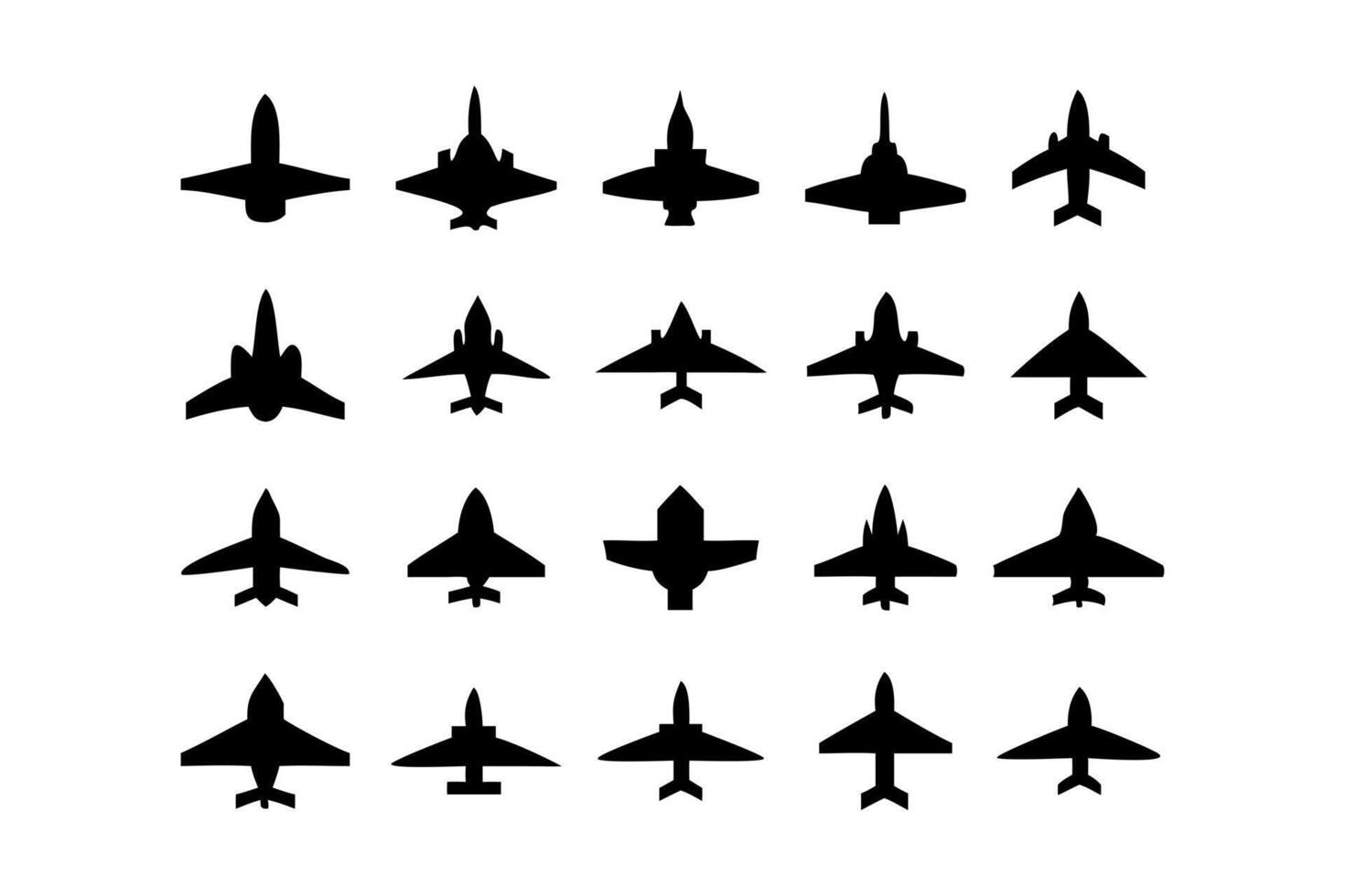 Jet and Airplane Silhouette Icons for Aviation Projects vector