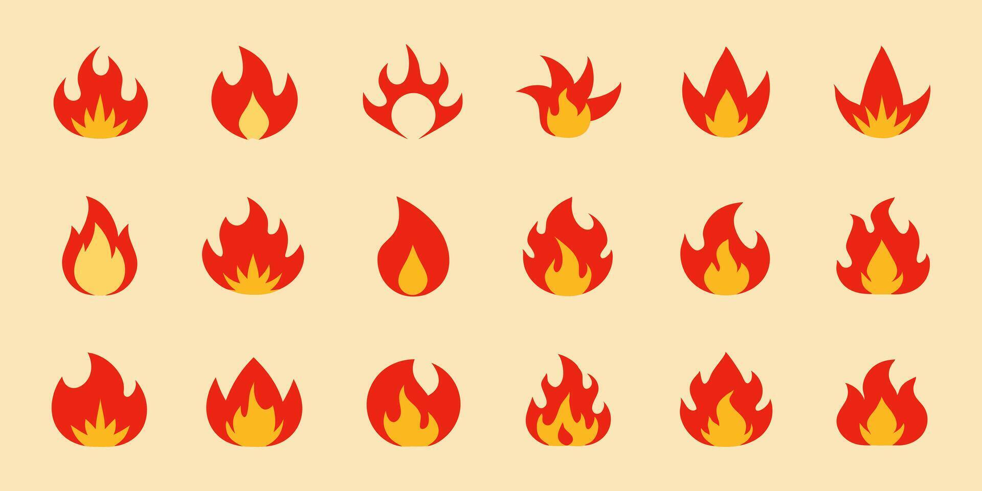 Fire Flames icon Set. Fire Flames. Flame symbols. Set of colorful fire flame. Collection of hot flaming element. Fire, flame illustration. vector